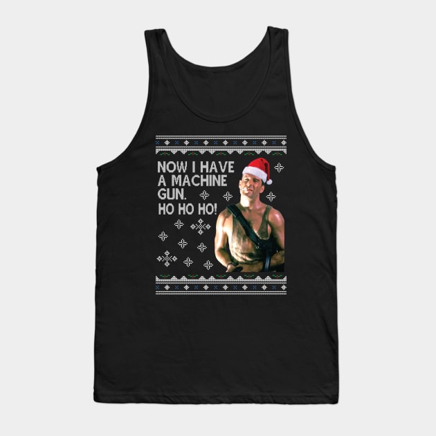 Die Hard Ho Ho Ho Machine Gun Christmas Kint Tank Top by Nova5